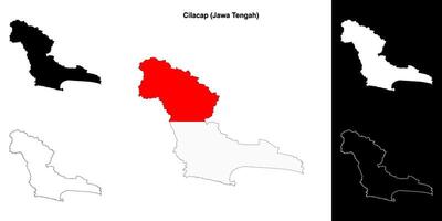 Cilacap blank outline map set vector