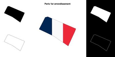Paris 1er arrondissement arrondissement outline map set vector