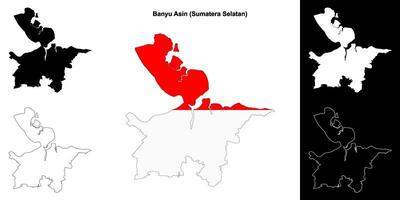 Banyu Asin blank outline map set vector