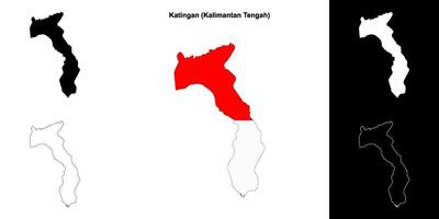 Katingan blank outline map set vector