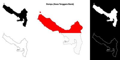 Dompu blank outline map set vector