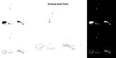 Sumenep blank outline map set vector