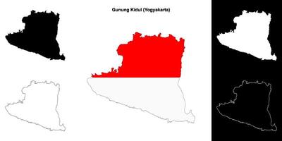 Gunung Kidul blank outline map set vector