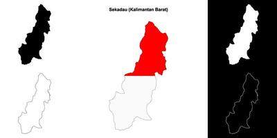 Sekadau blank outline map set vector