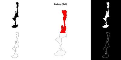Badung blank outline map set vector