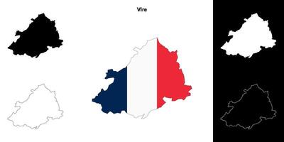 Vire arrondissement outline map set vector