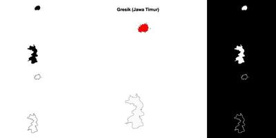 Gresik blank outline map set vector