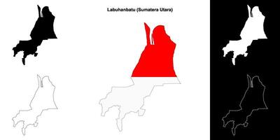 Labuhanbatu blank outline map set vector