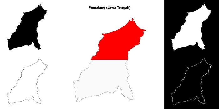 Pemalang blank outline map set vector