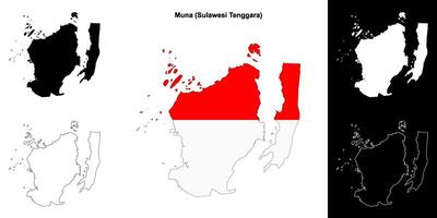Muna blank outline map set vector