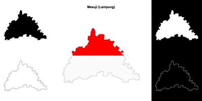 Mesuji blank outline map set vector