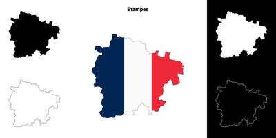 Etampes arrondissement outline map set vector
