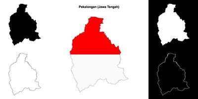 Pekalongan blank outline map set vector