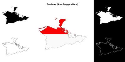 Sumbawa blank outline map set vector