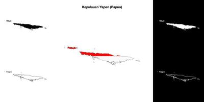 Kepulauan Yapen blank outline map set vector