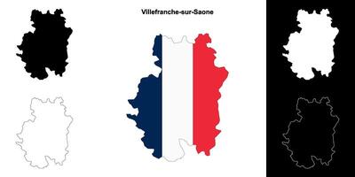 Villefranche-sur-Saone arrondissement outline map set vector