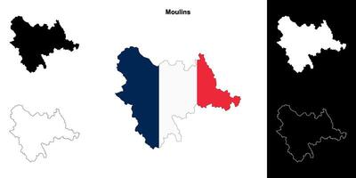 Moulins arrondissement outline map set vector