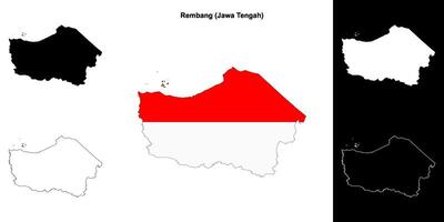 Rembang blank outline map set vector