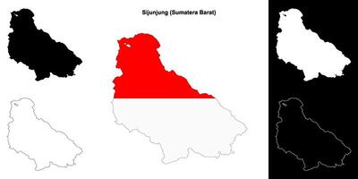 Sijunjung blank outline map set vector