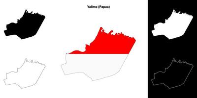 Yalimo blank outline map set vector