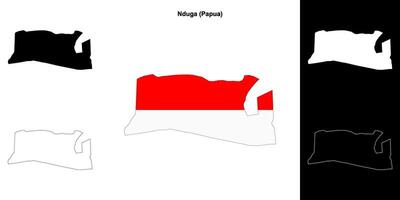 Nduga blank outline map set vector