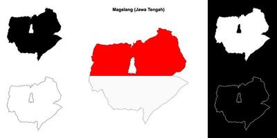 Magelang blank outline map set vector