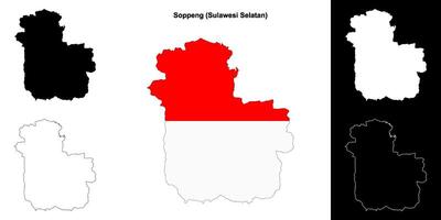 Soppeng blank outline map set vector