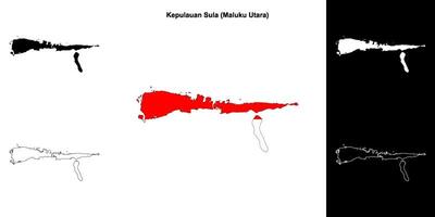 Kepulauan Sula blank outline map set vector