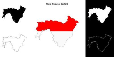Gowa blank outline map set vector