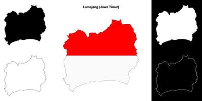 Lumajang blank outline map set vector