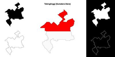 Tebingtinggi blank outline map set vector