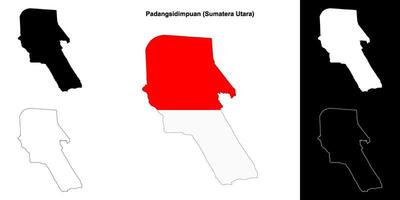 Padangsidimpuan blank outline map set vector