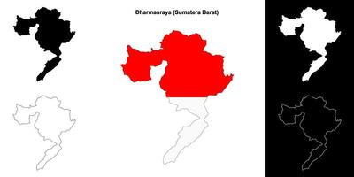 Dharmasraya blank outline map set vector