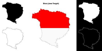 Blora blank outline map set vector