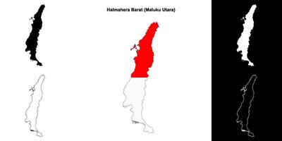 Halmahera Barat blank outline map set vector