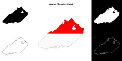 Asahan blank outline map set vector