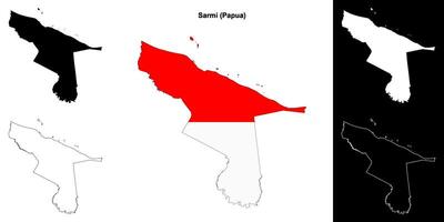 Sarmi blank outline map set vector