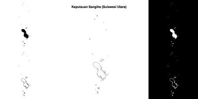 Kepulauan Sangihe blank outline map set vector