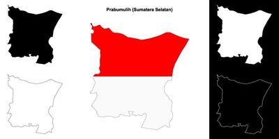 Prabumulih blank outline map set vector
