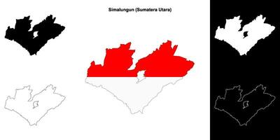 Simalungun blank outline map set vector