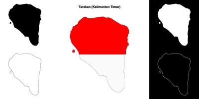 Tarakan blank outline map set vector
