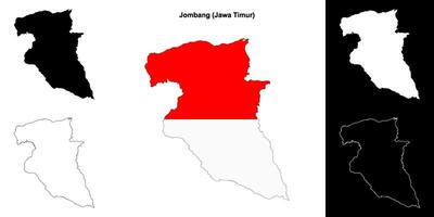 Jombang blank outline map set vector