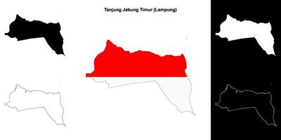 Tanjung Jabung Timur blank outline map set vector