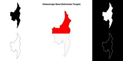 Kotawaringin Barat blank outline map set vector