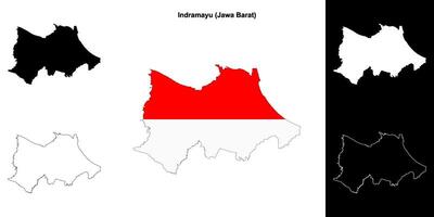 Indramayu blank outline map set vector
