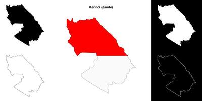 Kerinci blank outline map set vector
