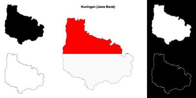 Kuningan blank outline map set vector