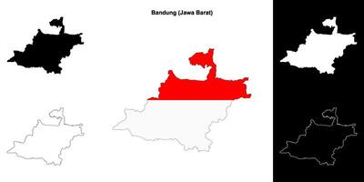 Bandung blank outline map set vector