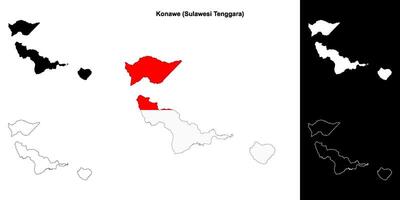 Konawe blank outline map set vector