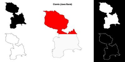 Ciamis blank outline map set vector